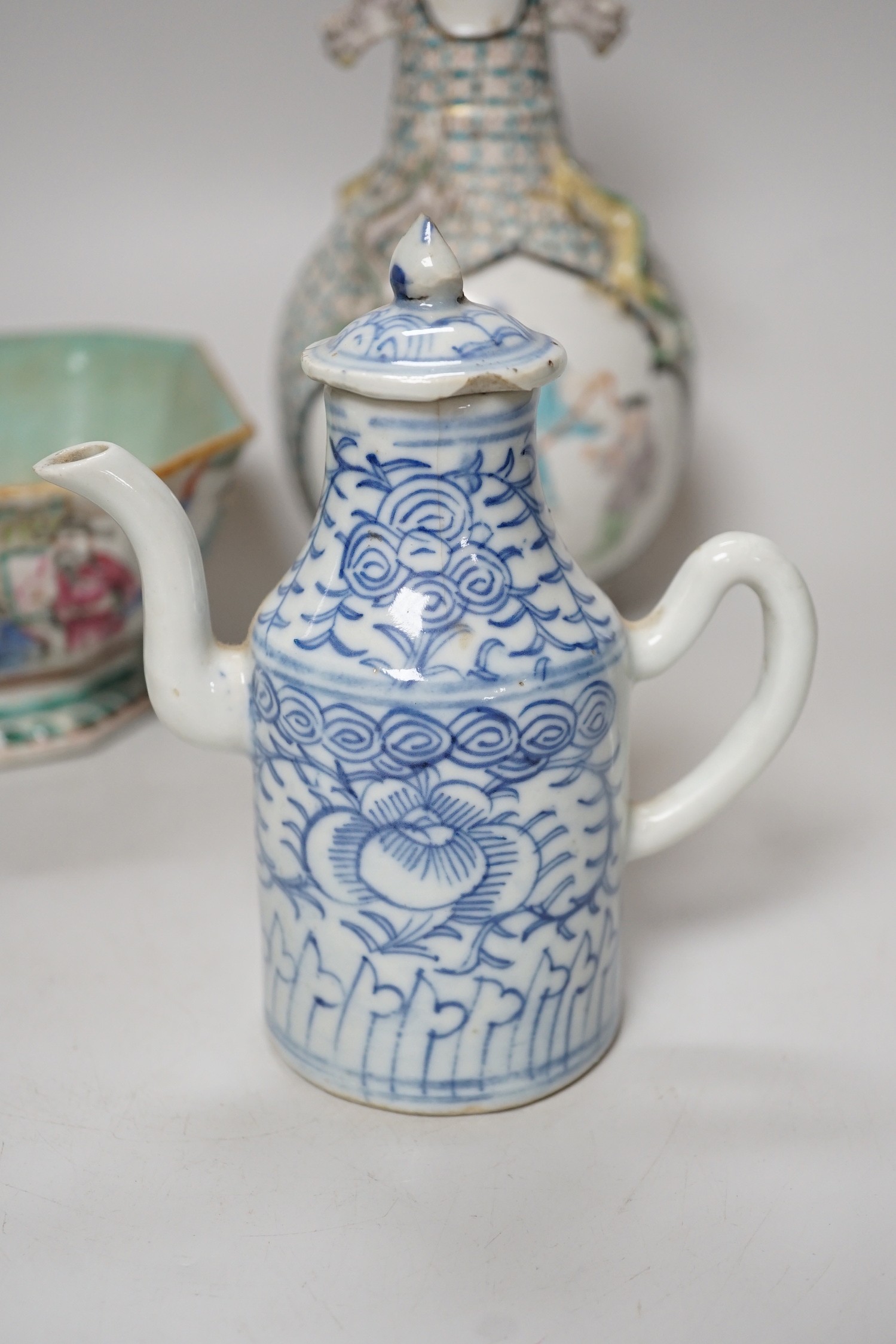 A group of eight items of Chinese ceramics, some damage
